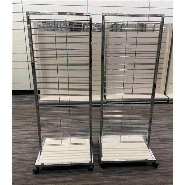 Qty 2 Chrome Open Grid Displays 24" x 22" x 63"H