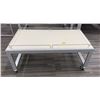 Image 1 : Low Rectangular Display Table w/ Rails on Wheels 44" x 25" x 18"H