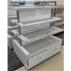 Image 1 : White 2-Sided Display w/ Underneath Storage 50" x 37" x 55"H