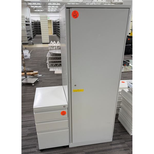 Metal Solid Door Cabinet w/ Inside Storage 24" x 23" x 66" & 3 Drawer File 22" x 15" x 27"H