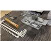 Image 1 : Multiple Display Rack Sections: Vertical Uprights, Wire Basket Organizers, Connector Hardware, etc