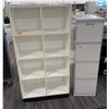Image 1 : White Display Case w/ 8 Compartments & 4-Drawer Filing Cabinet, Misc Sizes