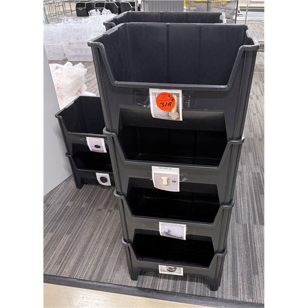 Qty 15 Stacking Plastic Storage Bins 20" x 15" x 13"H
