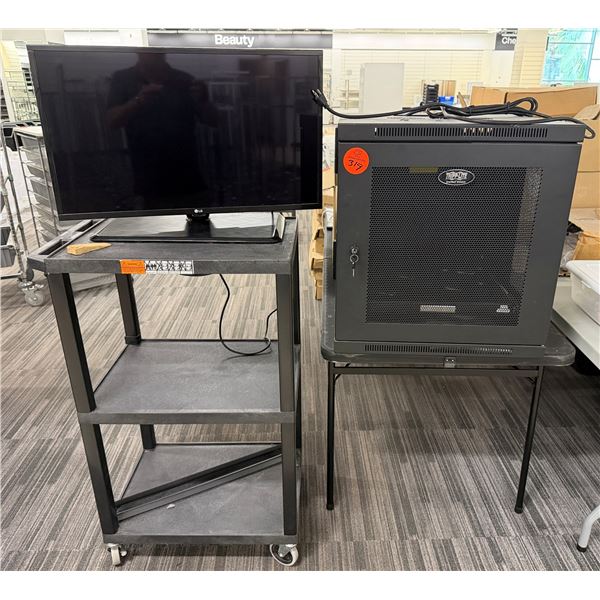 Tripp-Lite SmartRack Enclosure & LG 32LX340H TV on Rolling Cart, Misc Sizes