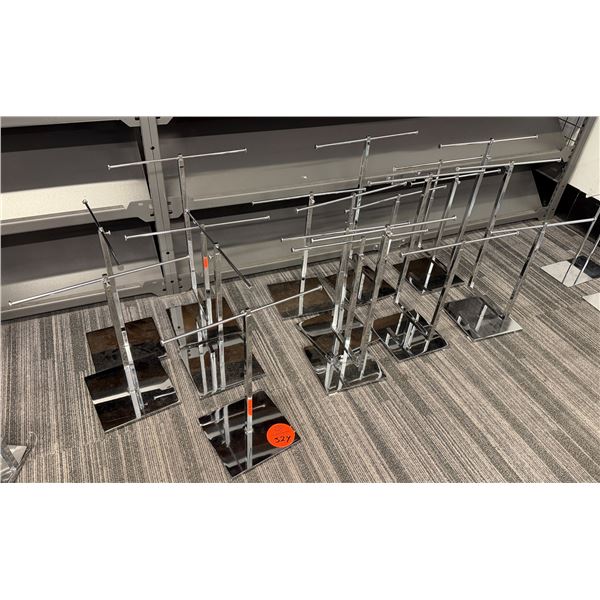 Multiple T-shaped Chrome Retail Display Stands 13" x 14.5"H