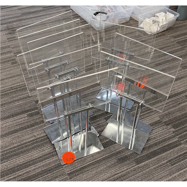 Multiple Clear Acrylic Display Stands w/ Metallic Bases 11" x 20"H