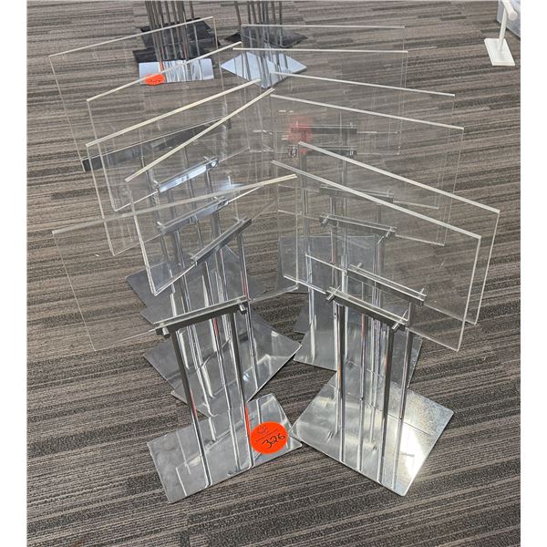 Multiple Clear Acrylic Display Stands w/ Metallic Bases 11" x 20"H