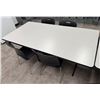 Image 1 : White Table 72" x 36" x 29"H w/ 4 Black Chairs