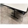 Image 3 : White Table 72" x 36" x 29"H w/ 4 Black Chairs