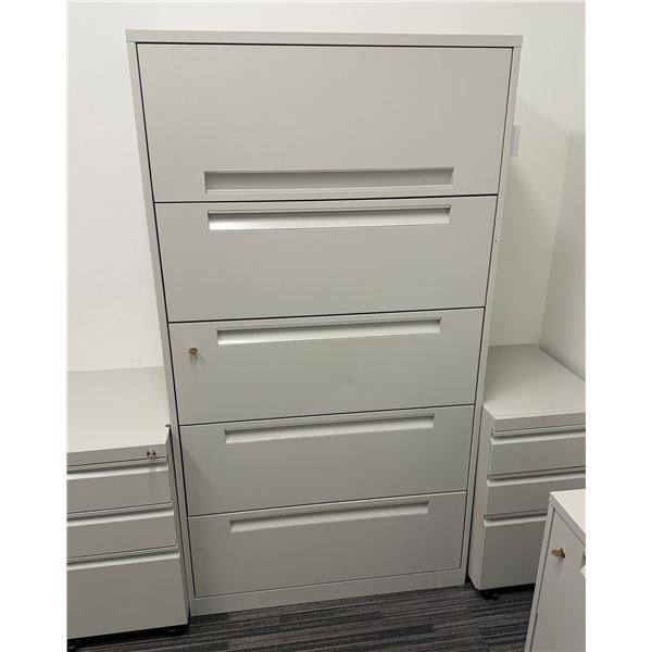 Lateral 5-Drawer Locking Filing Cabinet 36" x 18" x 65"H (has key)