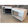 Image 1 : Qty 2 Wooden Rolling Cabinets w/ 3 Drawers & Storage 48" x 24"