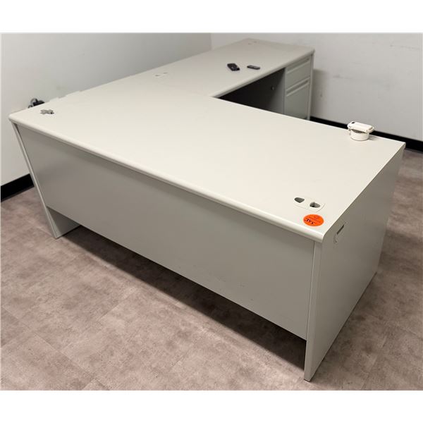 White L-Shaped Desk w/ 4-Drawers 66" x 78" x 24"W