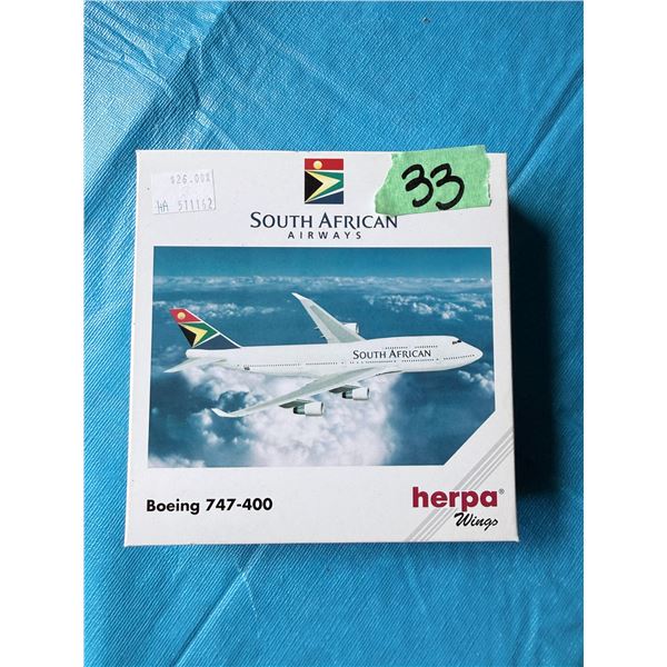 HERPA WINGS SOUTH AFRICAN AIRWAYS BOEING 747-400 DIECAST MODEL AIRPLANE