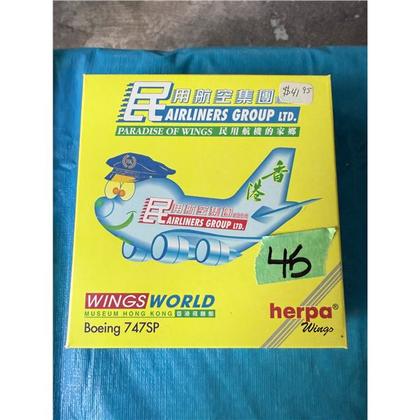 HERPA WINGS AIRLINERS GROUP LTD. BOEING 747SP DIECAST MODEL AIRPLANE