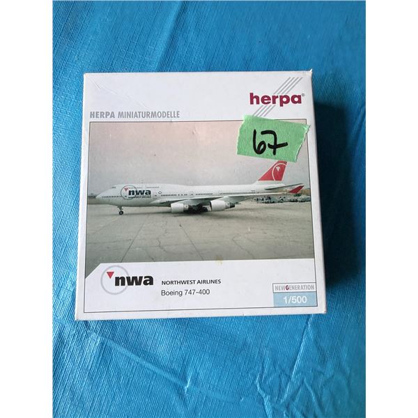 HERPA NORTHWEST AIRLINES BOEING 747-400 1:500 DIECAST MODEL AIRPLANE