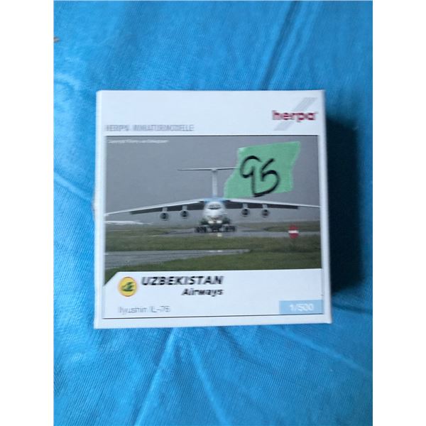 HERPA UZBEKISTAN AIRWAYS ILYUSHIN IL-76 1:500 DIECAST MODEL AIRPLANE