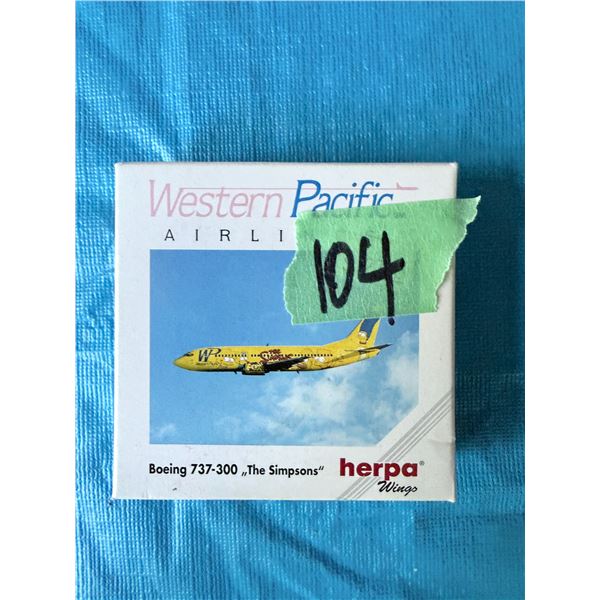 HERPA WESTERN PACIFIC AIRLINES BOEING 737-300 THE SIMPSONS LIVERY DIECAST MODEL AIRPLANE