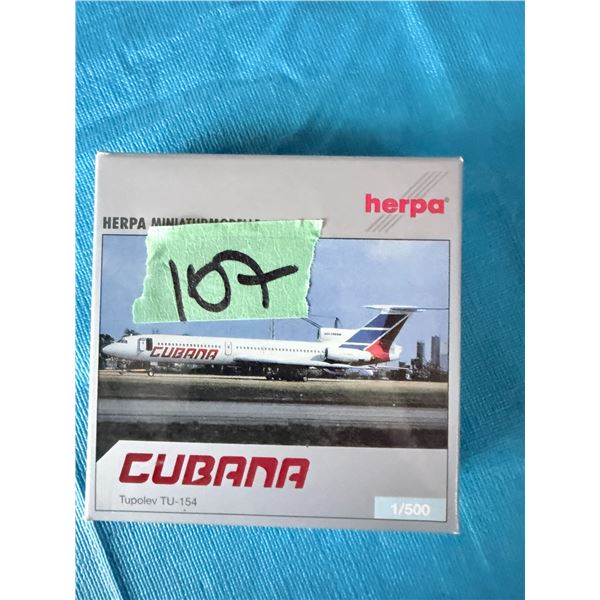 HERPA CUBANA TUPOLEV TU-154 1:500 DIECAST MODEL AIRPLANE
