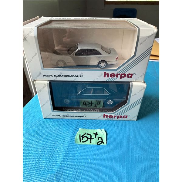 GROUP OF 2 HERPA DIECAST MODEL CARS MERCEDES-BENZ 1:43