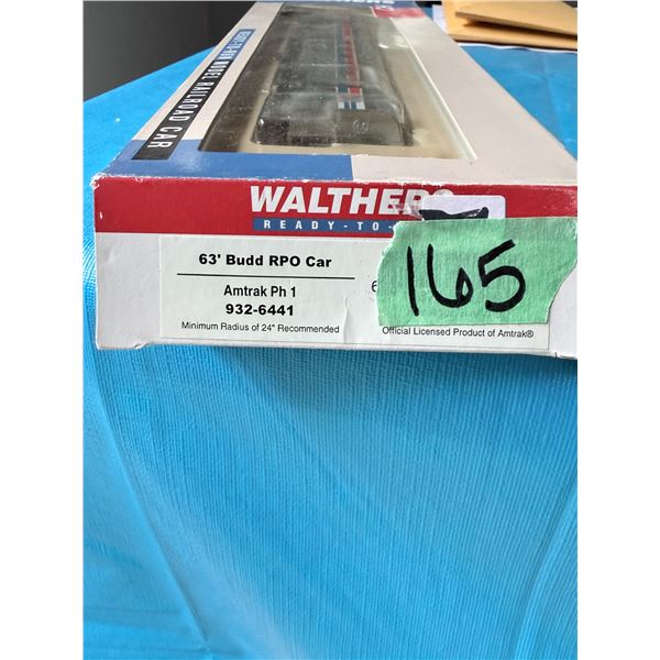 WALTHERS AMTRAK PH 1 63' BUDD RPO CAR MODEL TRAIN