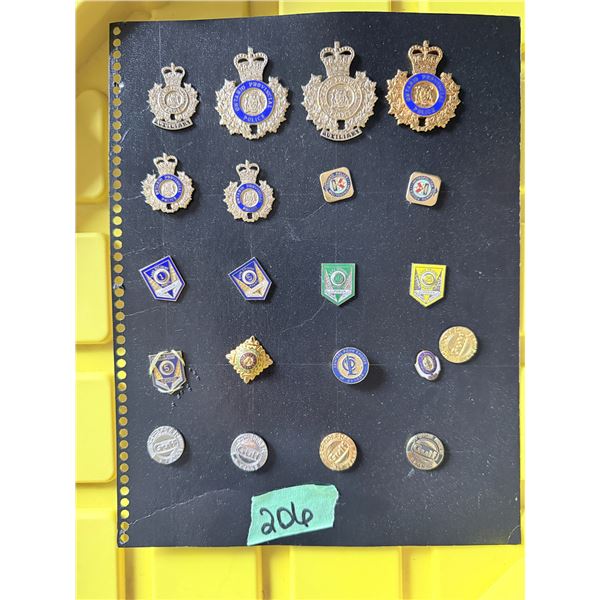 COLLECTION OF VINTAGE CANADIAN POLICE & CORPORATE LAPEL PINS 20 IN TOTAL