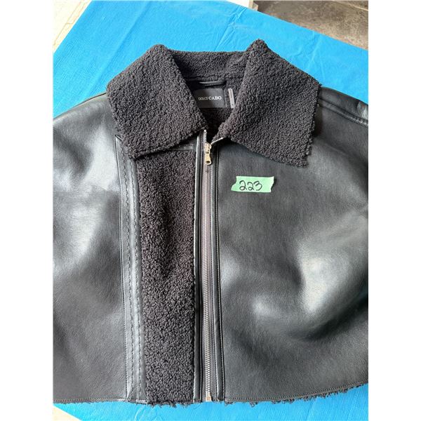 DOLCE CABO WOMENS CROPPED SHERPA-LINED JACKET SIZE MEDIUM