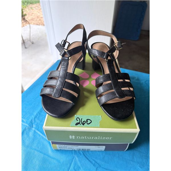 NATURALIZER PRIYA  BLACK LEATHER DRESS SANDALS  SIZE 6.5