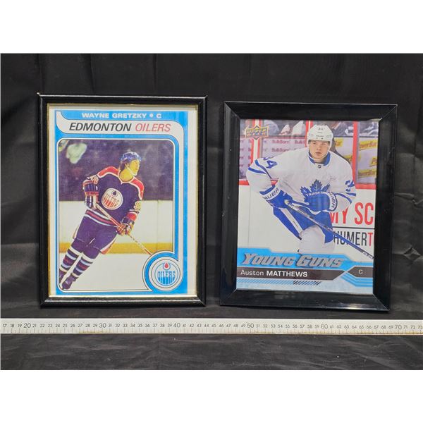(2) Enlarged Hockey Card Prints – Gretzky & Matthews