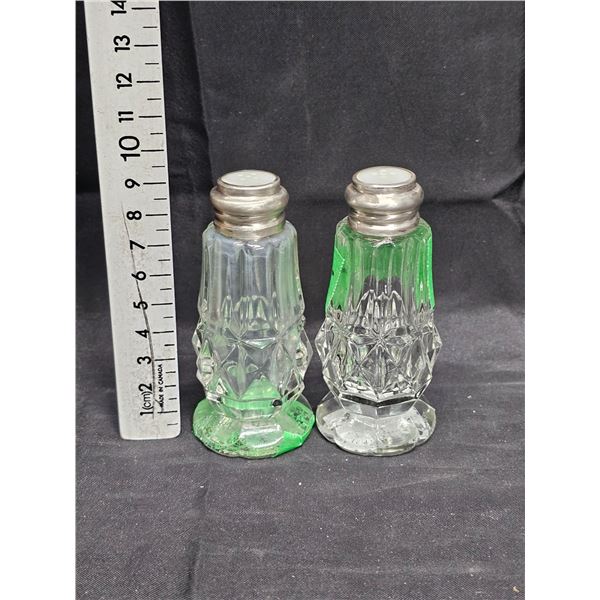 1930’s Crystal S&P Shakers w/Sterling Silver Tops, Mother of Pearl Caps, Made in Czechoslov