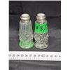 Image 2 : 1930’s Crystal S&P Shakers w/Sterling Silver Tops, Mother of Pearl Caps, Made in Czechoslov