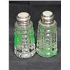 Image 1 : 1930’s Crystal S&P Shakers w/Sterling Silver Tops, Mother of Pearl Caps, Made in Czechoslov