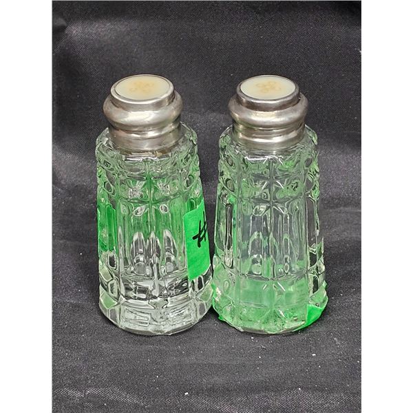 1930’s Crystal S&P Shakers w/Sterling Silver Tops, Mother of Pearl Caps, Made in Czechoslov