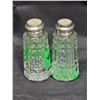 Image 1 : 1930’s Crystal S&P Shakers w/Sterling Silver Tops, Mother of Pearl Caps, Made in Czechoslov