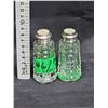 Image 2 : 1930’s Crystal S&P Shakers w/Sterling Silver Tops, Mother of Pearl Caps, Made in Czechoslov