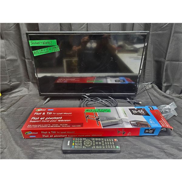 RCA 24” TV inc. Remote & HDMI Cable, Wall Mount