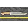 Image 3 : Handmade 16” Damascus Bowie Knife & Leather Scabbard w/Antler Shed Display Stand