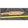 Image 5 : Handmade 16” Damascus Bowie Knife & Leather Scabbard w/Antler Shed Display Stand