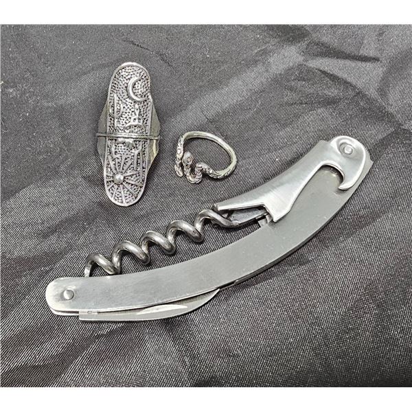 (2) Fashion Rings & Bottle Opener Multi Tool (Looks to be New)