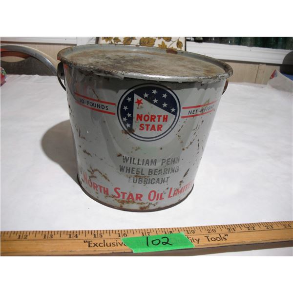 Vintage North Star William Penn Lubricant Pail w/ Lid (Empty)