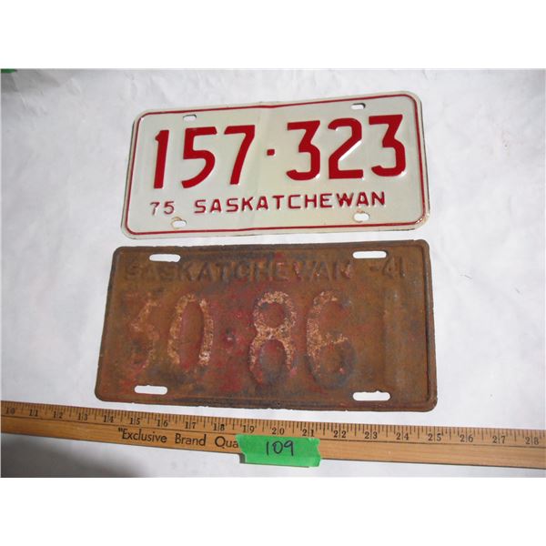 1941 & 1975 Saskatchewan License Plates