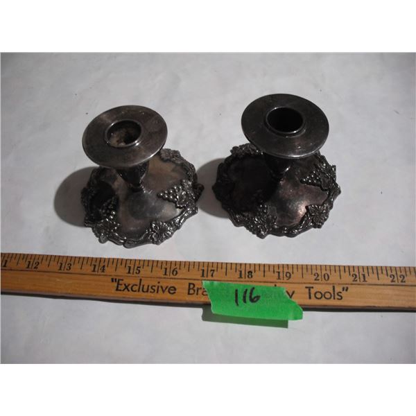 BP E.P. Lead Candle Holders Possibly Silver Plated