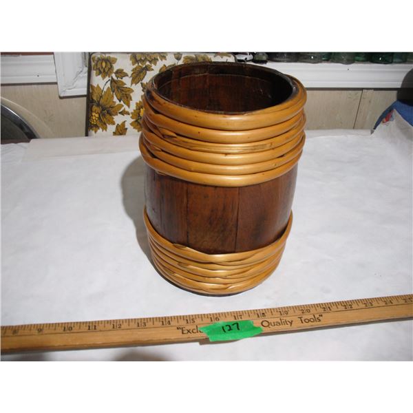 Vintage Wooden Barrel – 9.5” Tall (Possibly held fish)