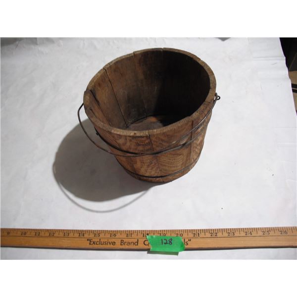 Vintage Stave Wooden Bucket w/ Handle – 6” Tall