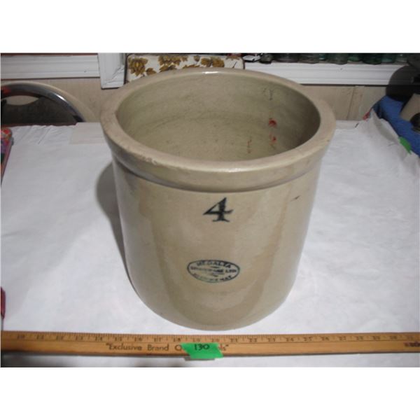 4-Gal Medalta Stoneware Crock (has hairline crack)