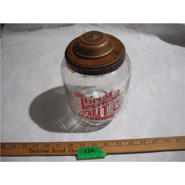 “The Great American Nut Machine” 5 cent Glass Top