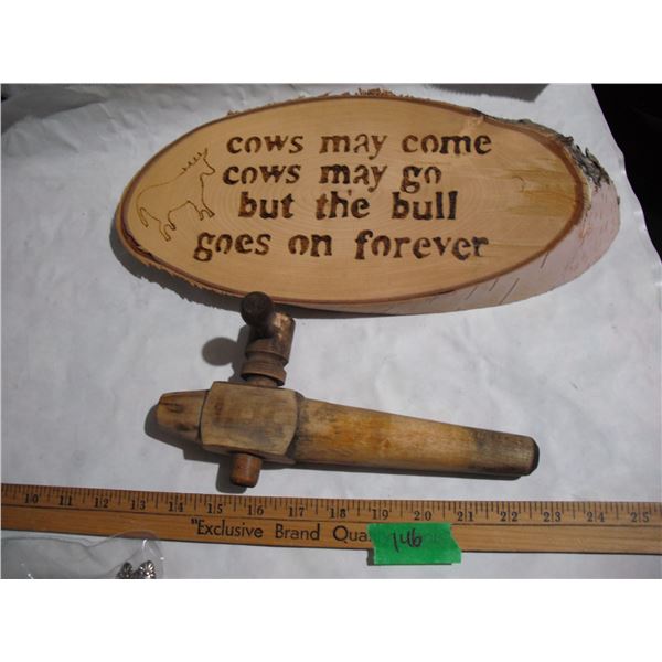 Vintage Wooden Spigot & Wall Hanging