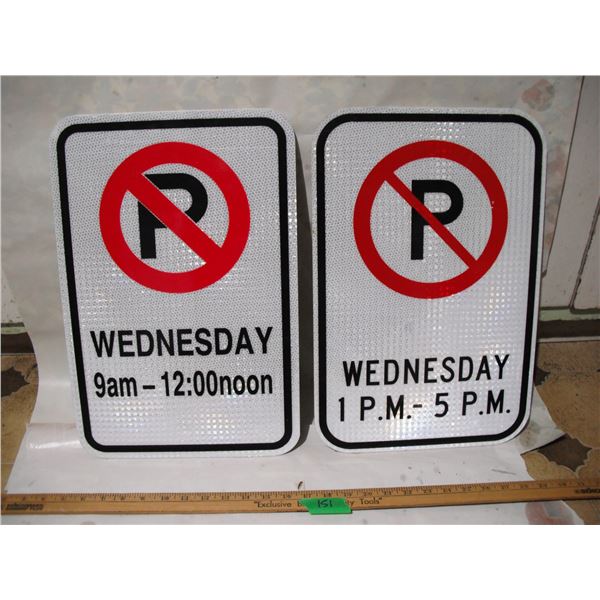 (2) Unused Reflective Aluminum “No Parking” Signs – 12x18”