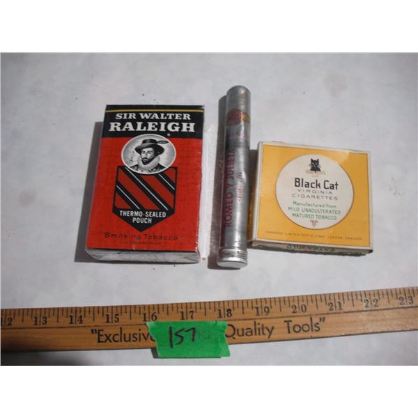 Sealed Sir Walter Pouch Tobacco, Black Cat Cardboard Box, Romeo & Julieta Cigar Holder