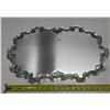 Image 3 : Vintage silver-plated serving tray features a scalloped edge design and an engraved inscription date