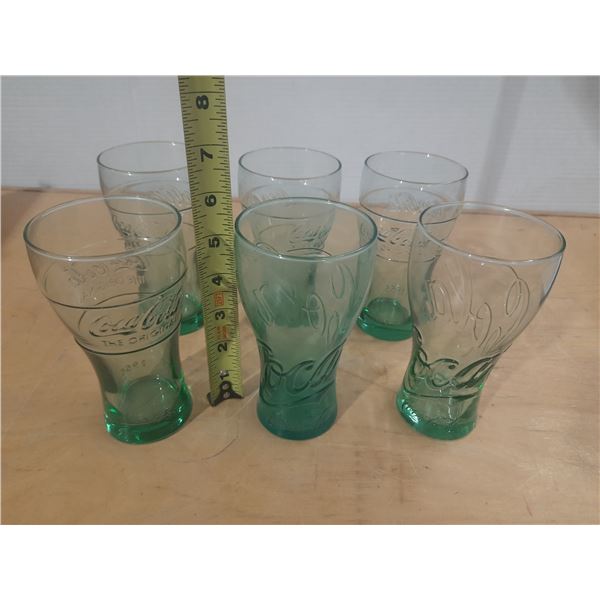 Vintage 6 Green Coca-Cola Glass. (2 Different Designs)